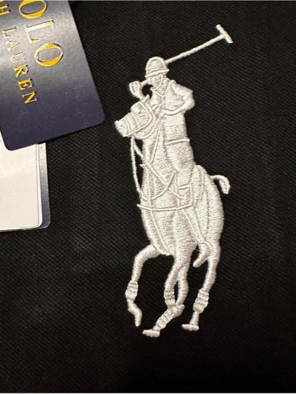 Ralph Lauren Black Polo Shirt with White Pony Logo